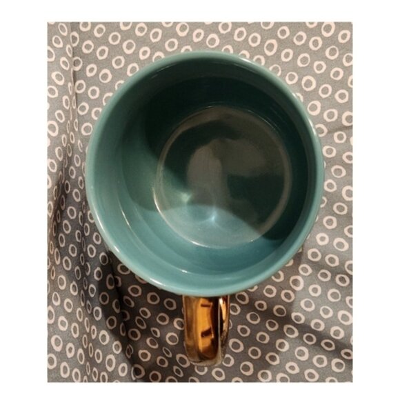 Thyme & Table Teal and Gold Stoneware Succulent Pattern Mug - Picture 2 of 7